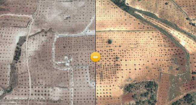 Terör örgütlerinin Afrin’de oluşturduğu tahkim ve mevzilerin uydu görüntüleri ile öncesi sonrası