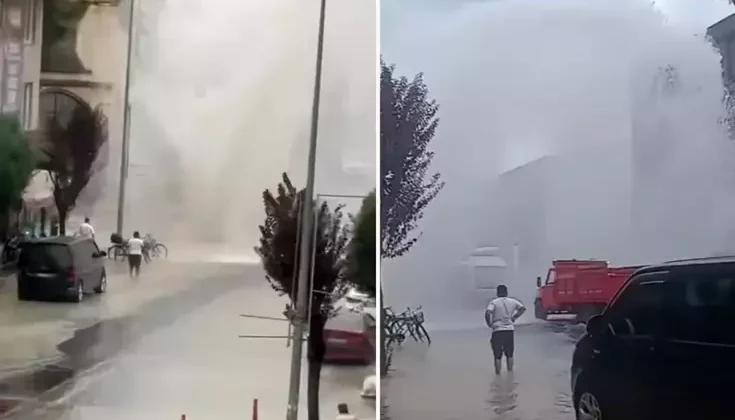 Düzce’de su borusu patladı: 5 metre su fışkırdı